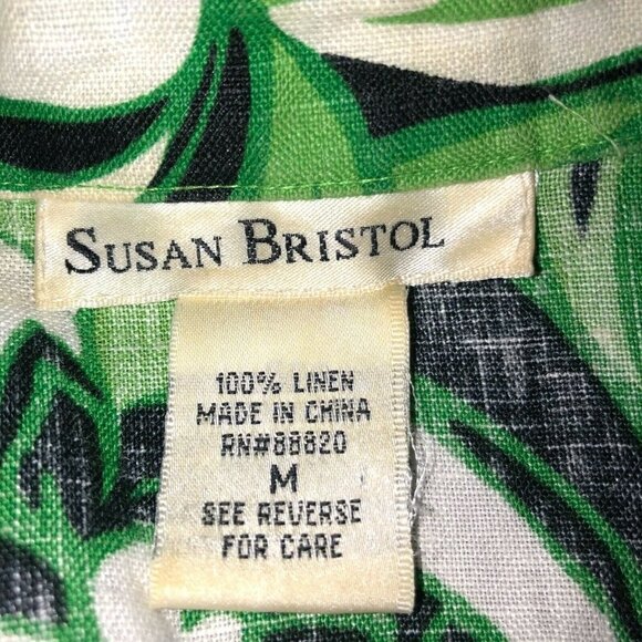 Susan Bristol Linen Green Floral Sleeveless Shirt - Picture 5 of 6